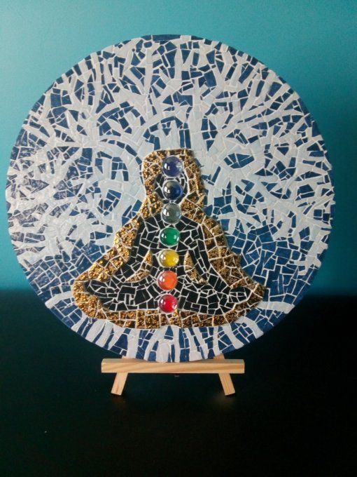 Création unique Cadre Arbre de Vie avec Bouddha et Chakras (30 cm)