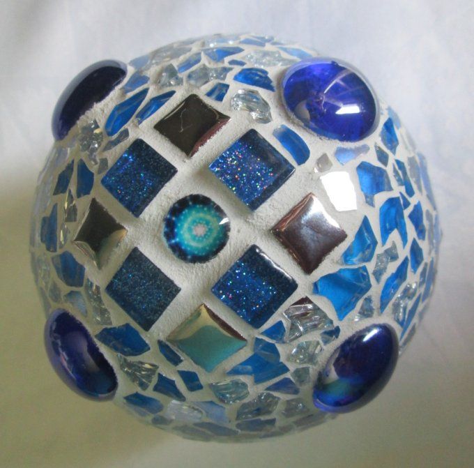 Boule décorative Moyenne Bleu Luzien et Argent
